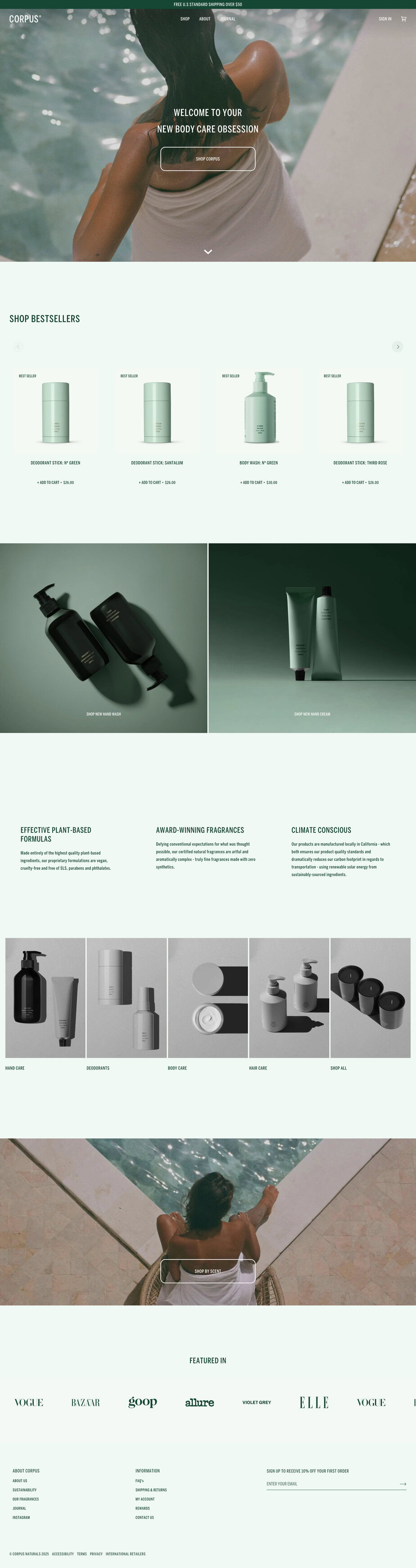 Corpus Naturals homepage design