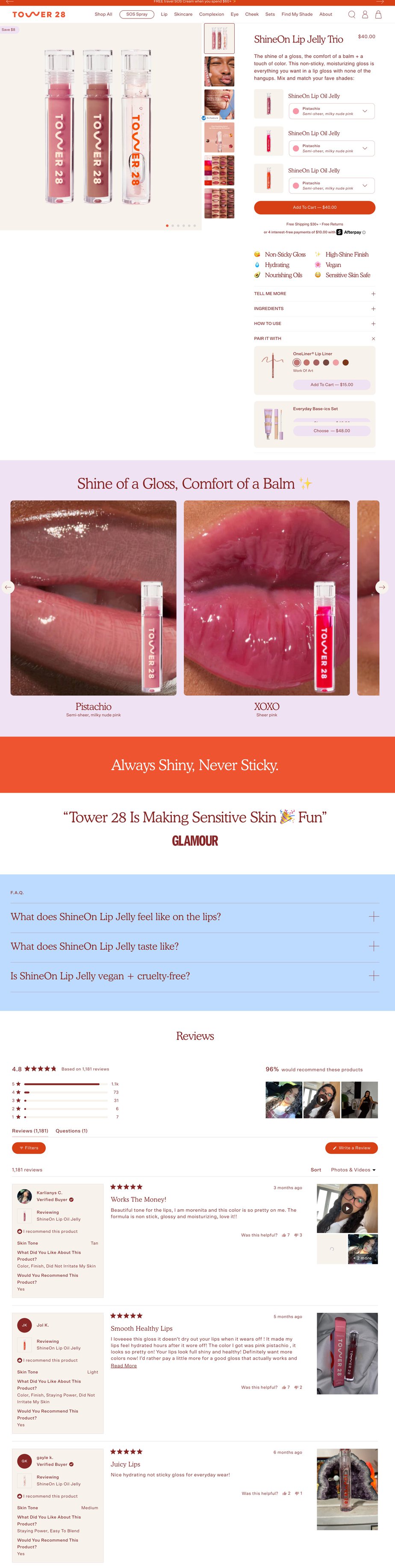 tower 28 product page design