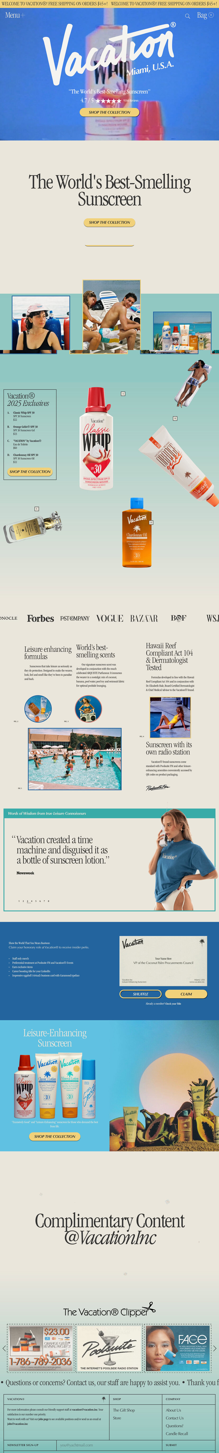 vacation best beauty ecommerce site