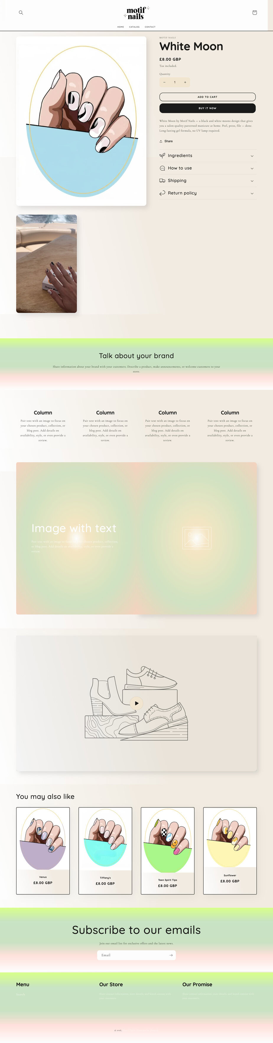 Shopify product page before customisation, using the standard product template