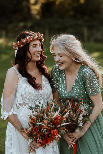 Boho Bride Bridesmaid Dried Flower Wedding Bouquet Flower Crown