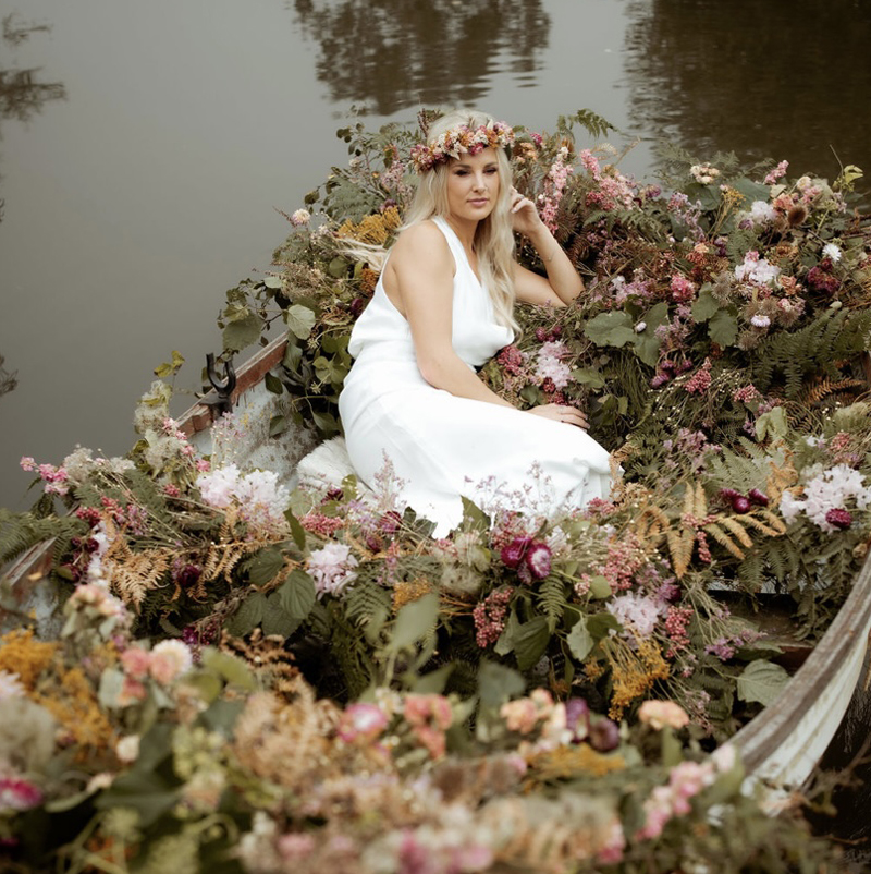 wedding floral arrangement dorset bride boat