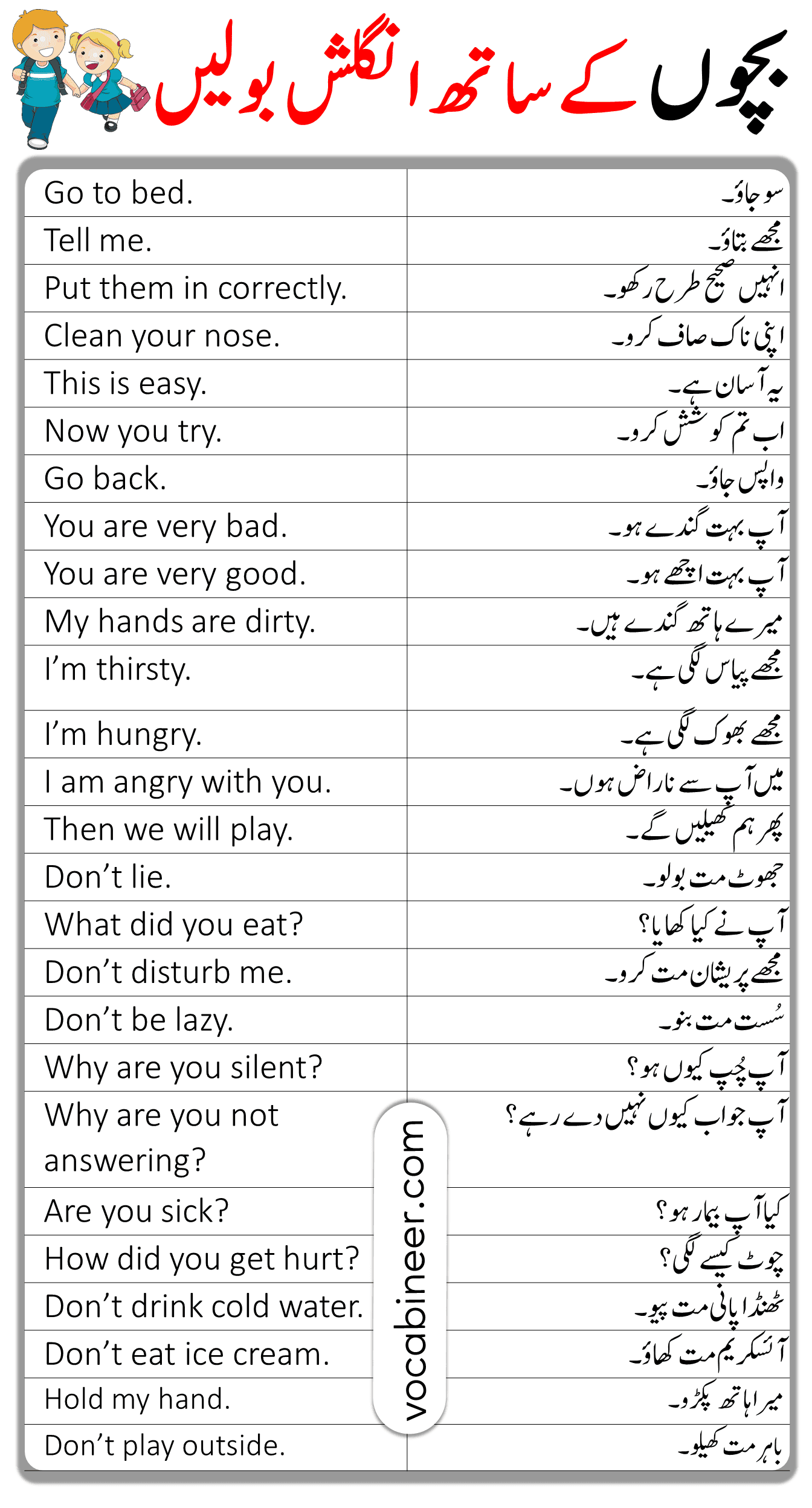 how to speak English with kids