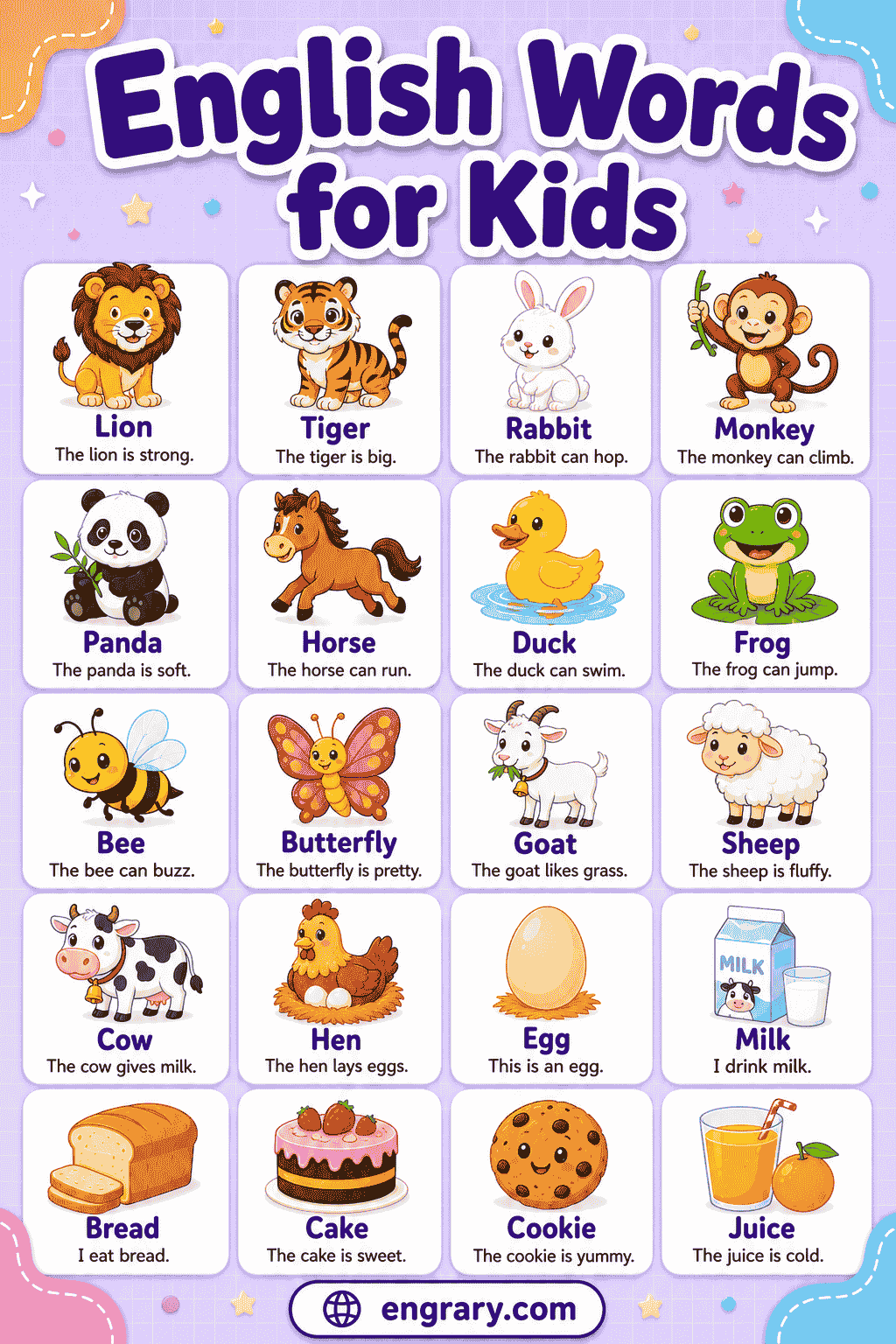 Common English Words for Kids with Pictures