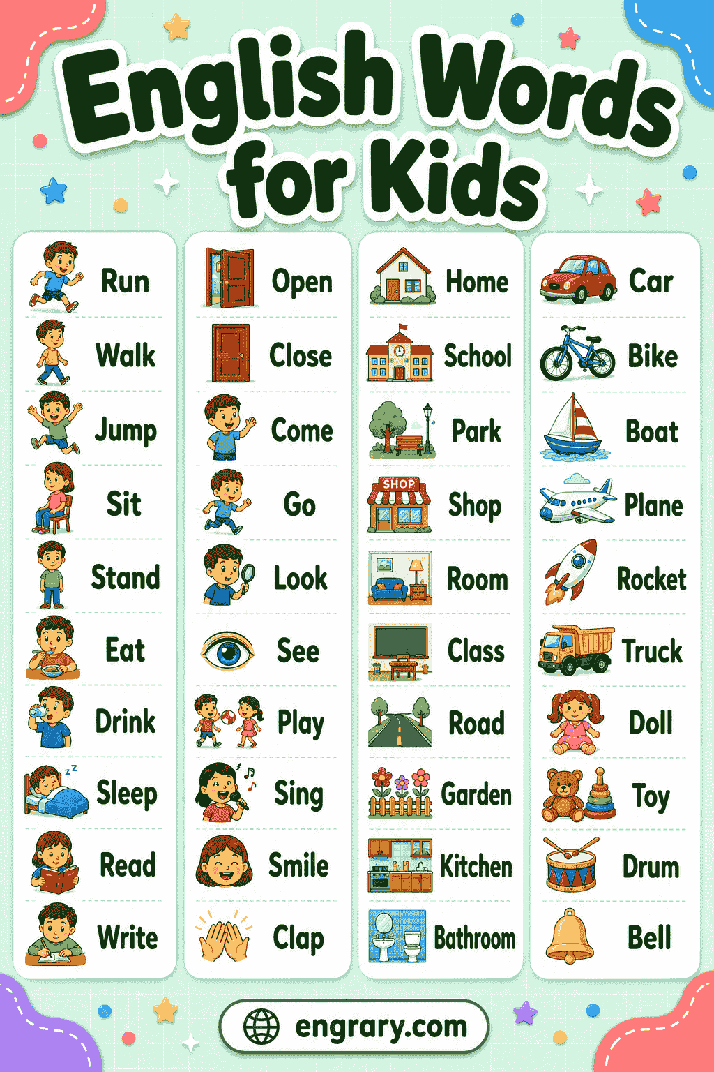 Daily Use English Vocabulary Words for Kids