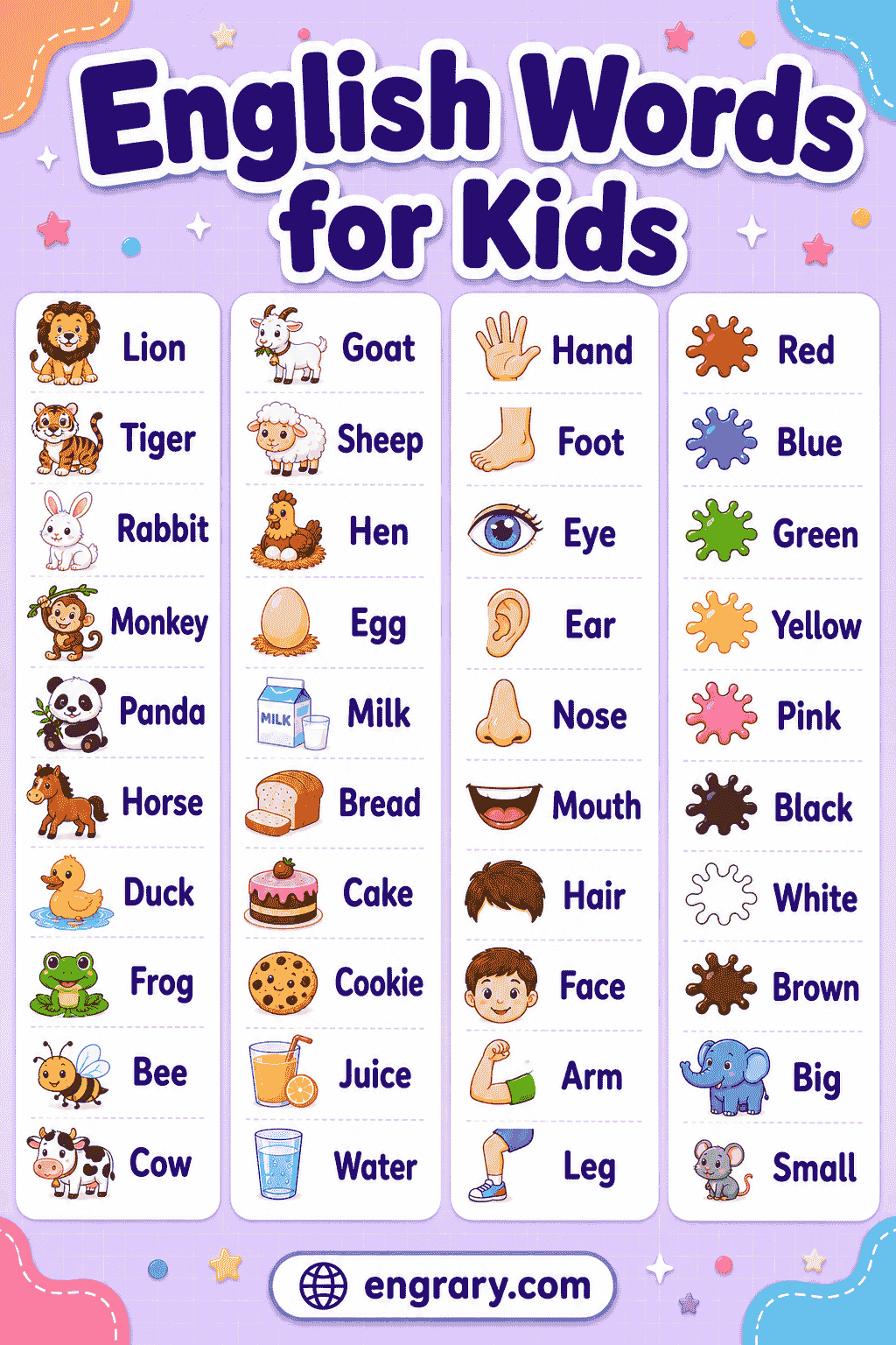 Easy English Vocabulary Words for Kids
