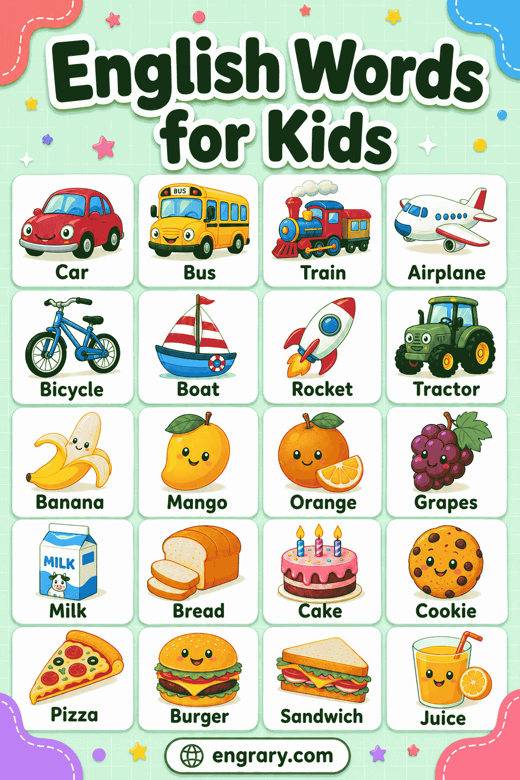 English Words for Kids with Pictures