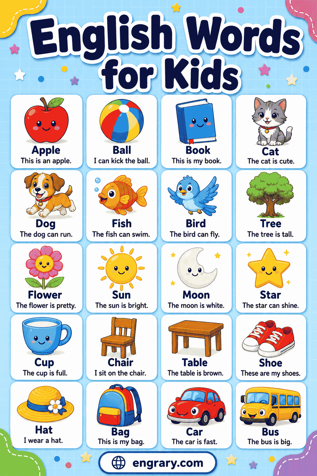Kids Vocabulary Words List with Pictures