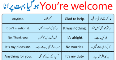 Other Ways to Say YOU ARE WELCOME in English Explained Through Urdu