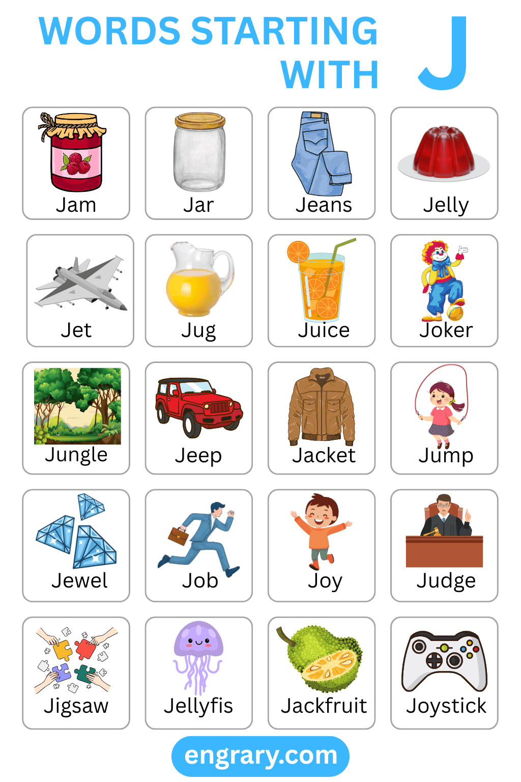 English words beginning with J