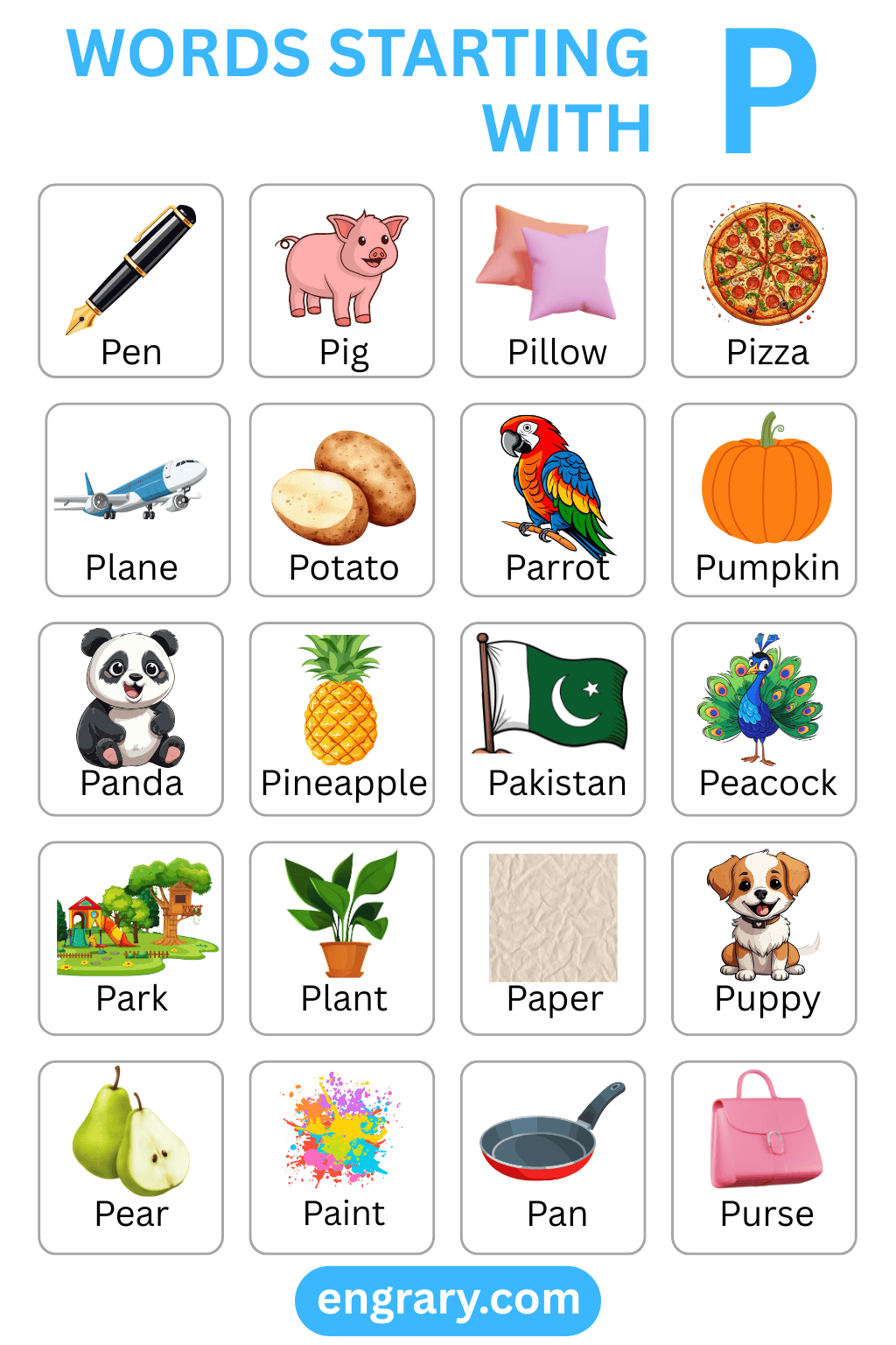 Complete list of words starting with P
