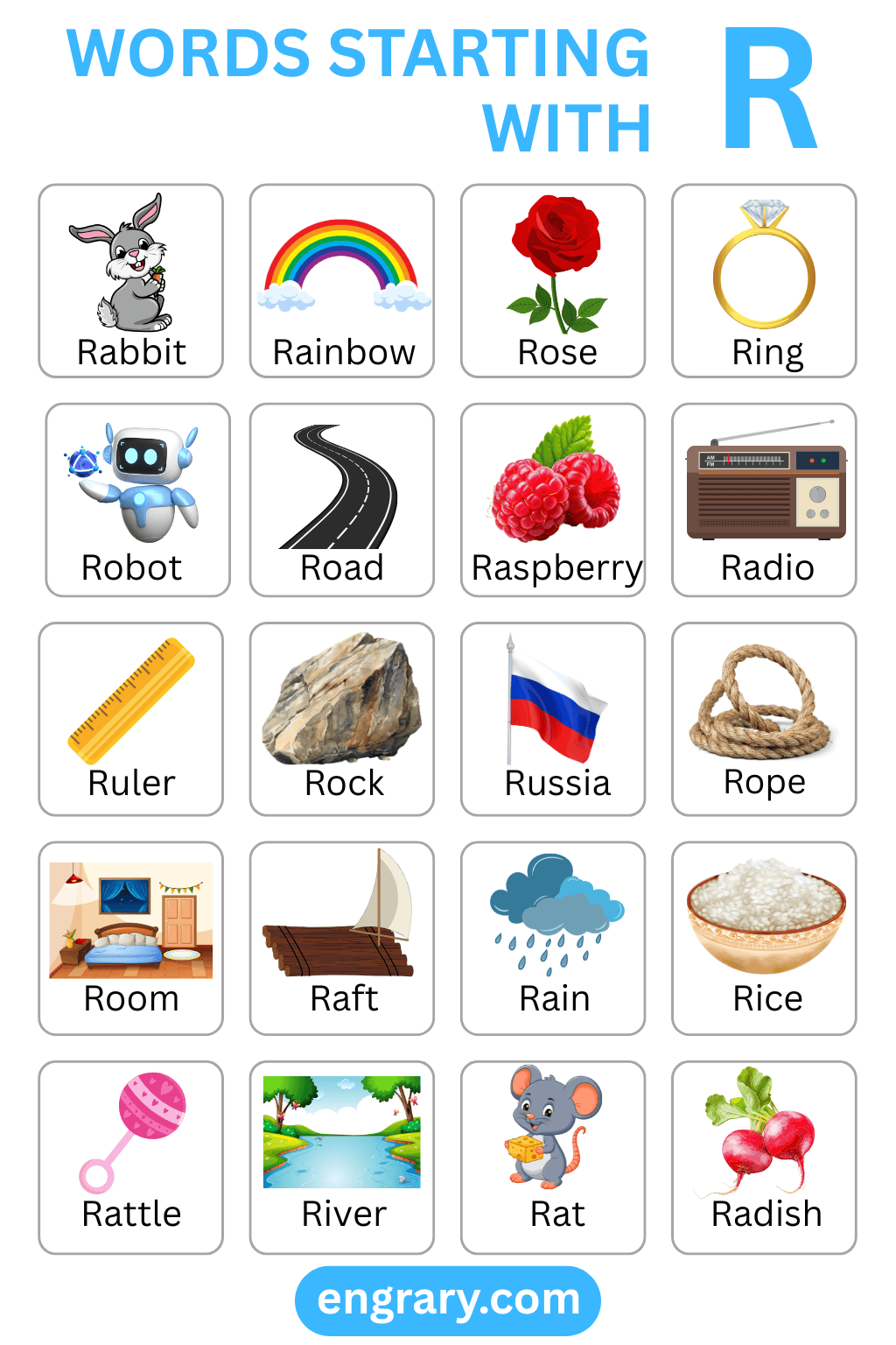 list of words starting with R