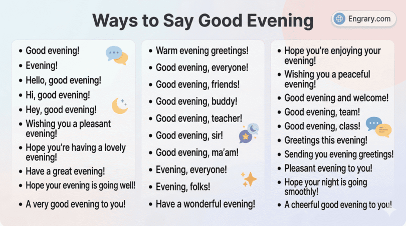 Other ways to say good evening in English for formal casual friendly and professional situations