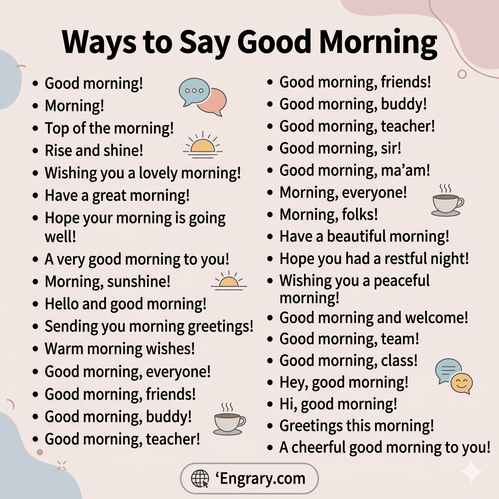 Other ways to say good morning in English for formal casual friendly and professional situations