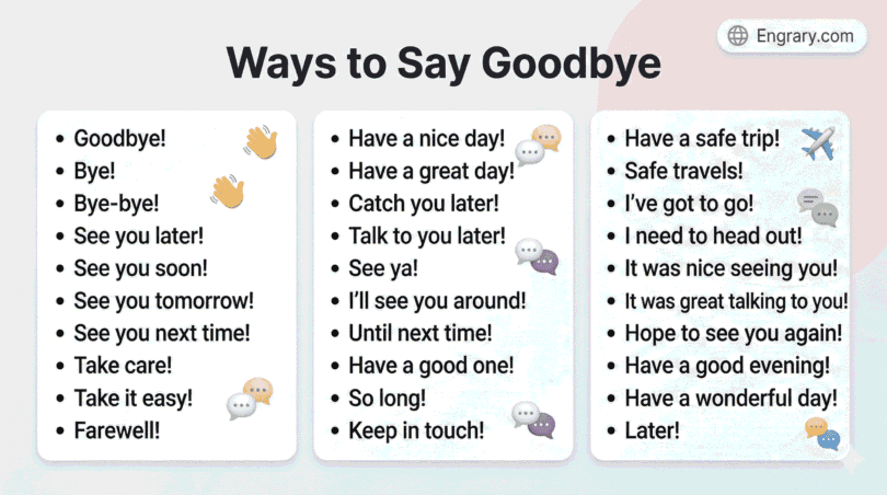 Other ways to say goodbye in English for formal casual friendly and professional situations