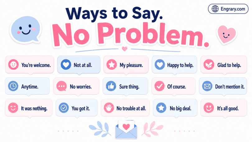 Complete list of other ways to say no problem in English for formal and casual situations