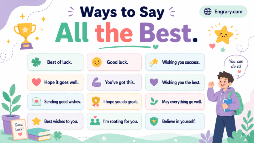 150 formal and casual ways to say “all the best” in English with examples for emails, messages, exams, interviews, farewells, travel, and support.