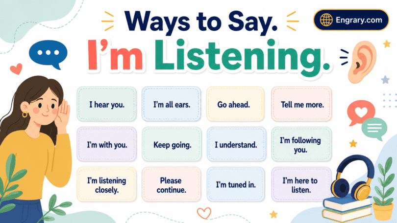 Best alternatives to “I’m listening” in English with polite, professional, supportive, active-listening, and customer-service phrases.