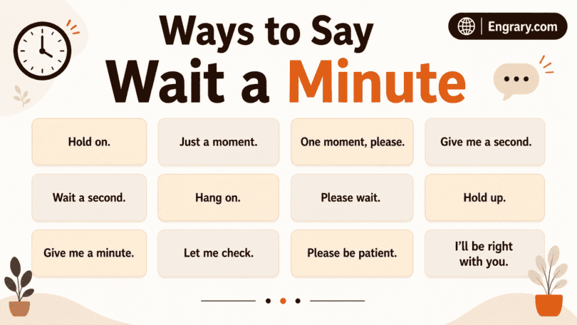 75 wait a minute alternatives in English with examples for polite, casual, professional, and everyday conversations.