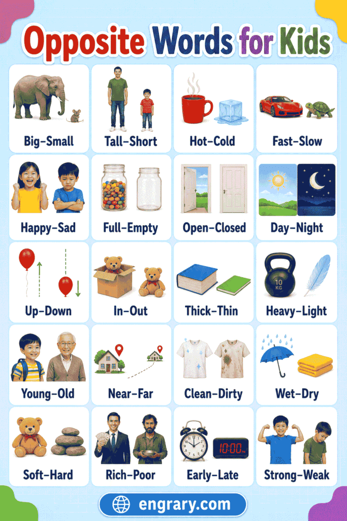150+ Opposite Words for Kids with Pictures