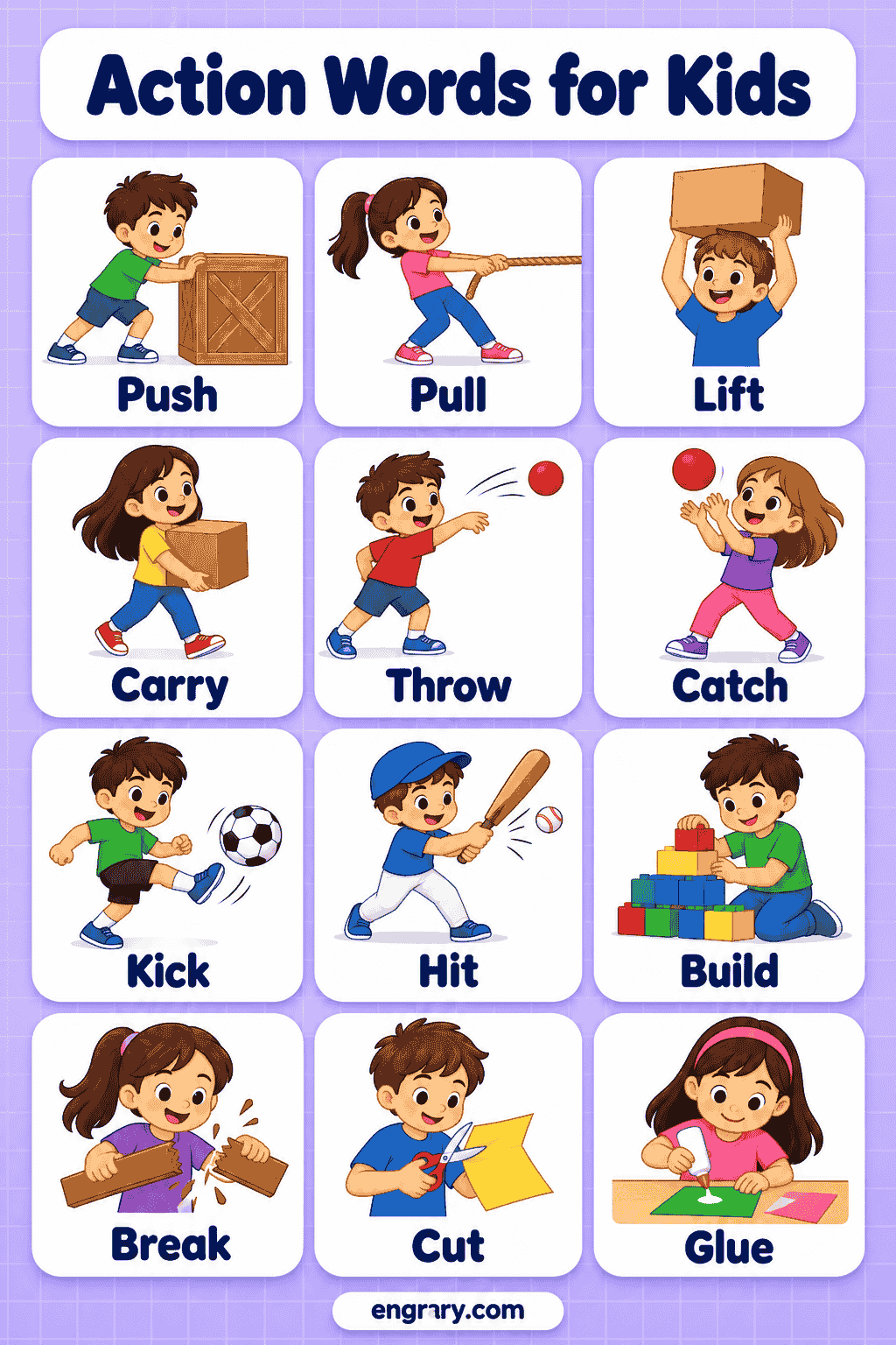 Action Words for Kids with Pictures