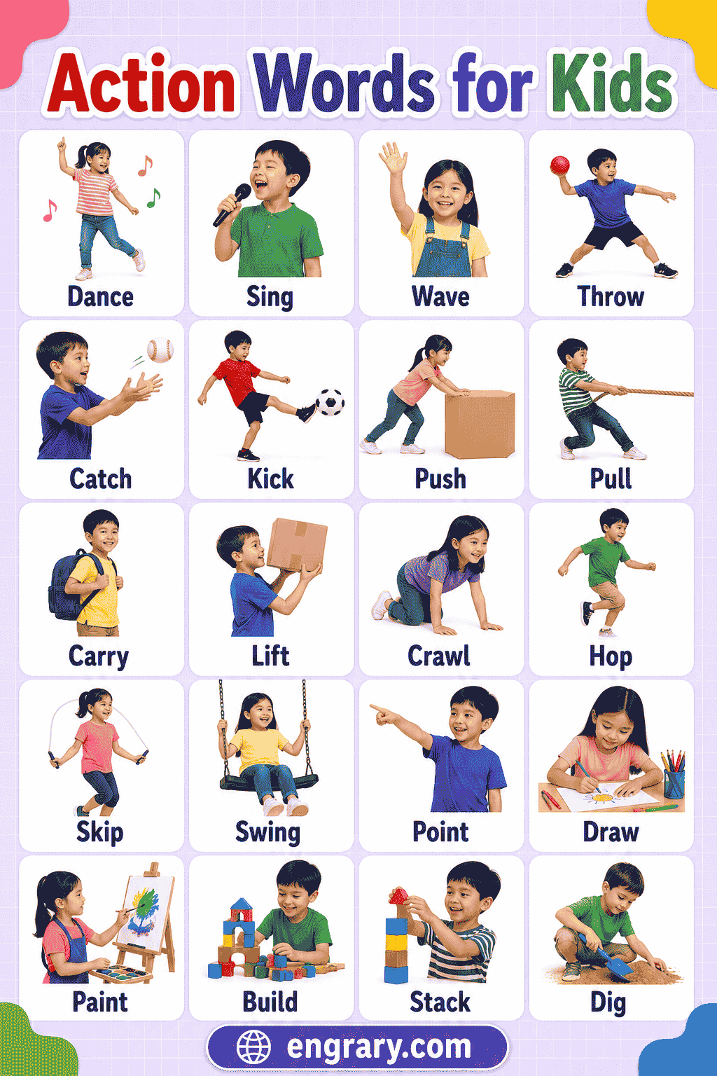 Action Words with Pictures for Kids and Beginners