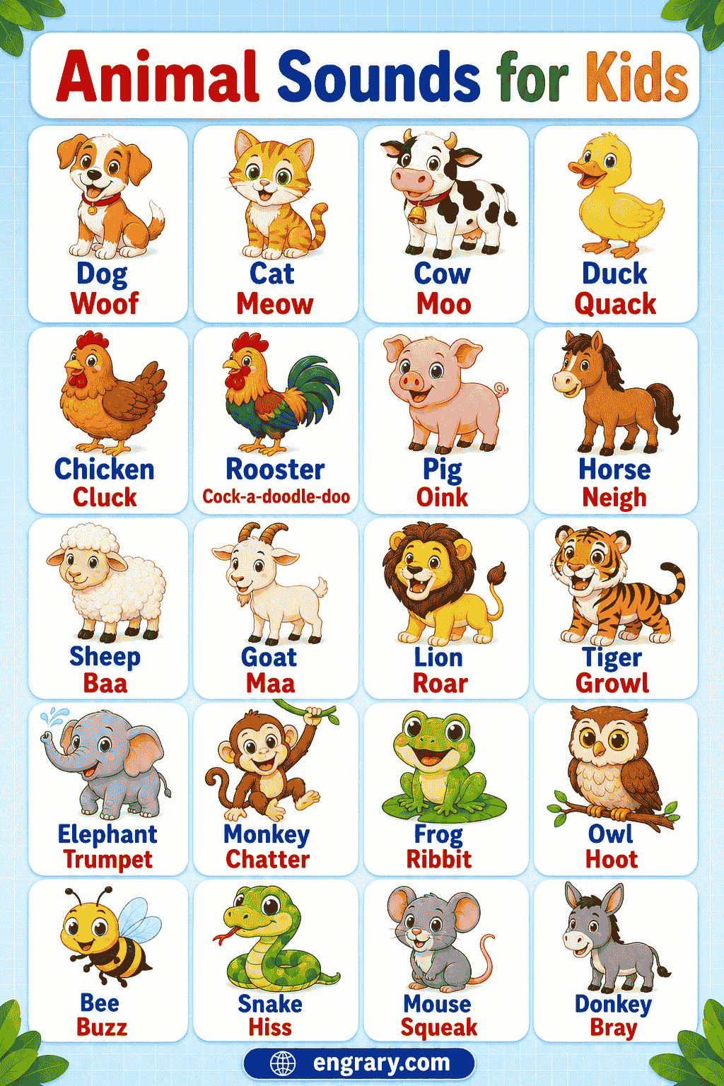Animal sounds names