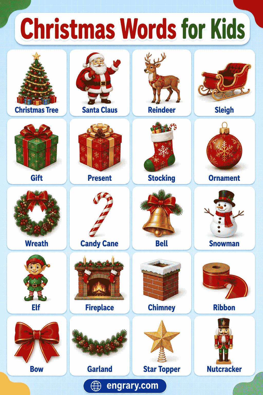 Christmas Words for Kids List, Meanings & Pictures
