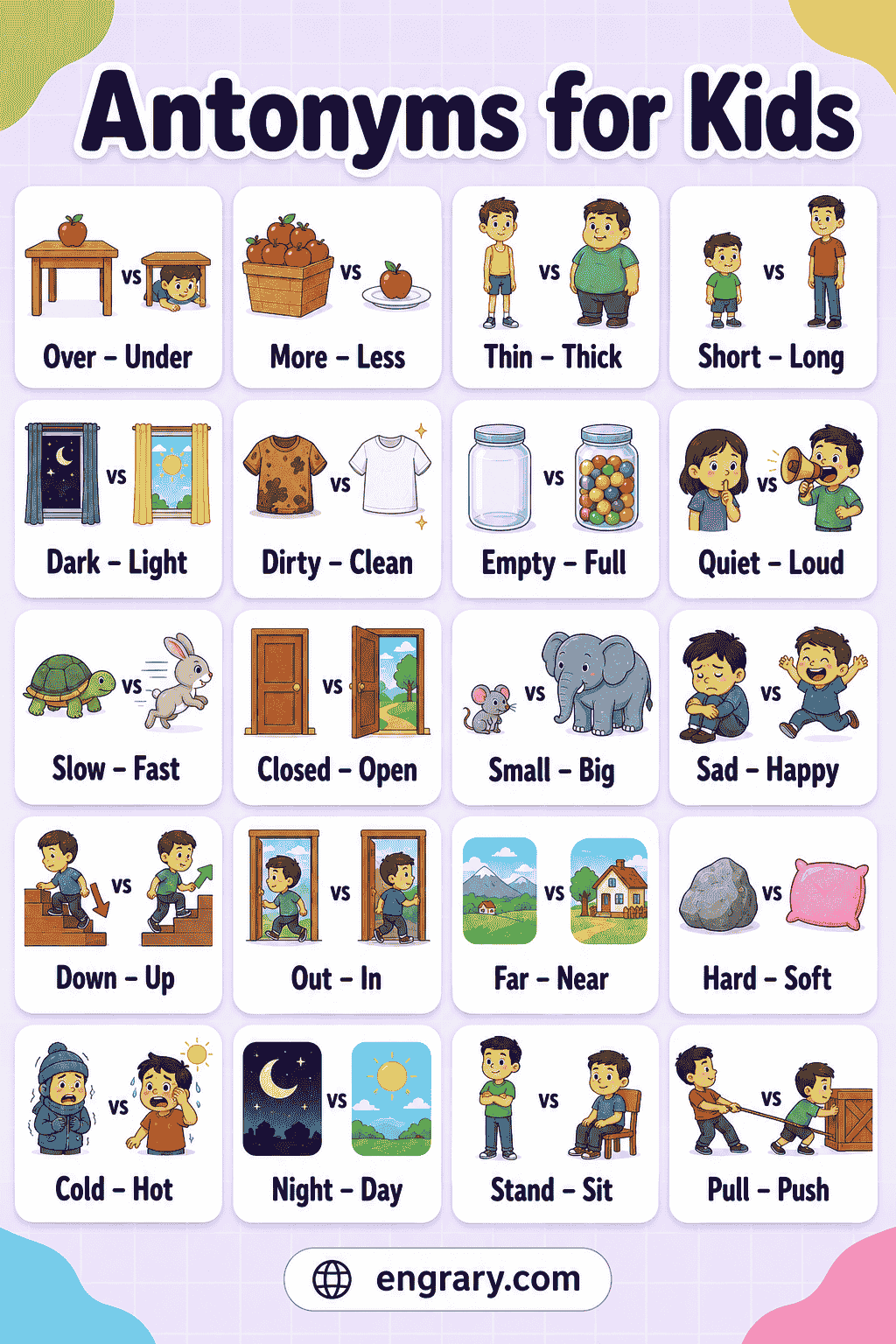 100+ Common Opposite for Kids with Pictures