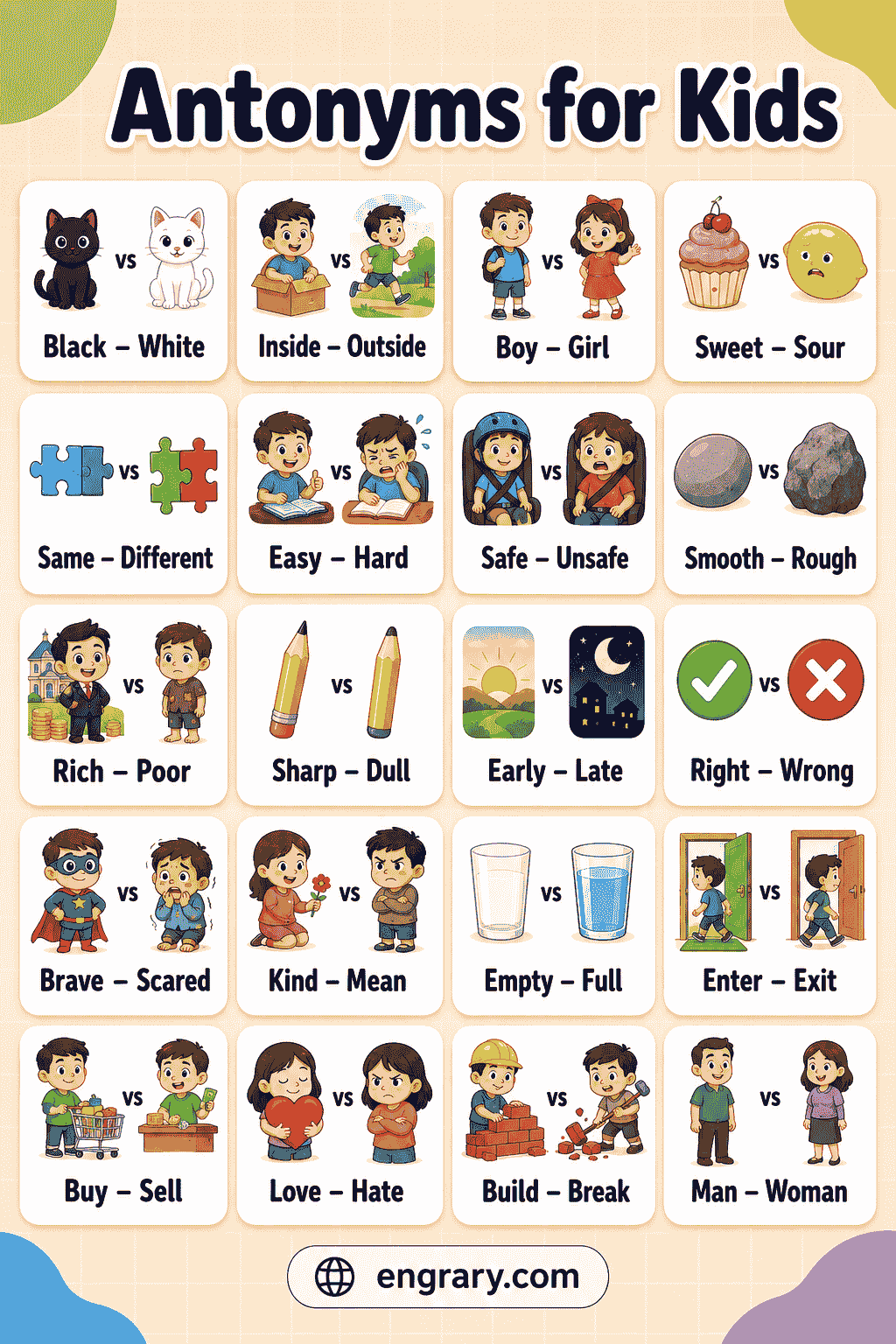 Examples of Antonyms for Kids