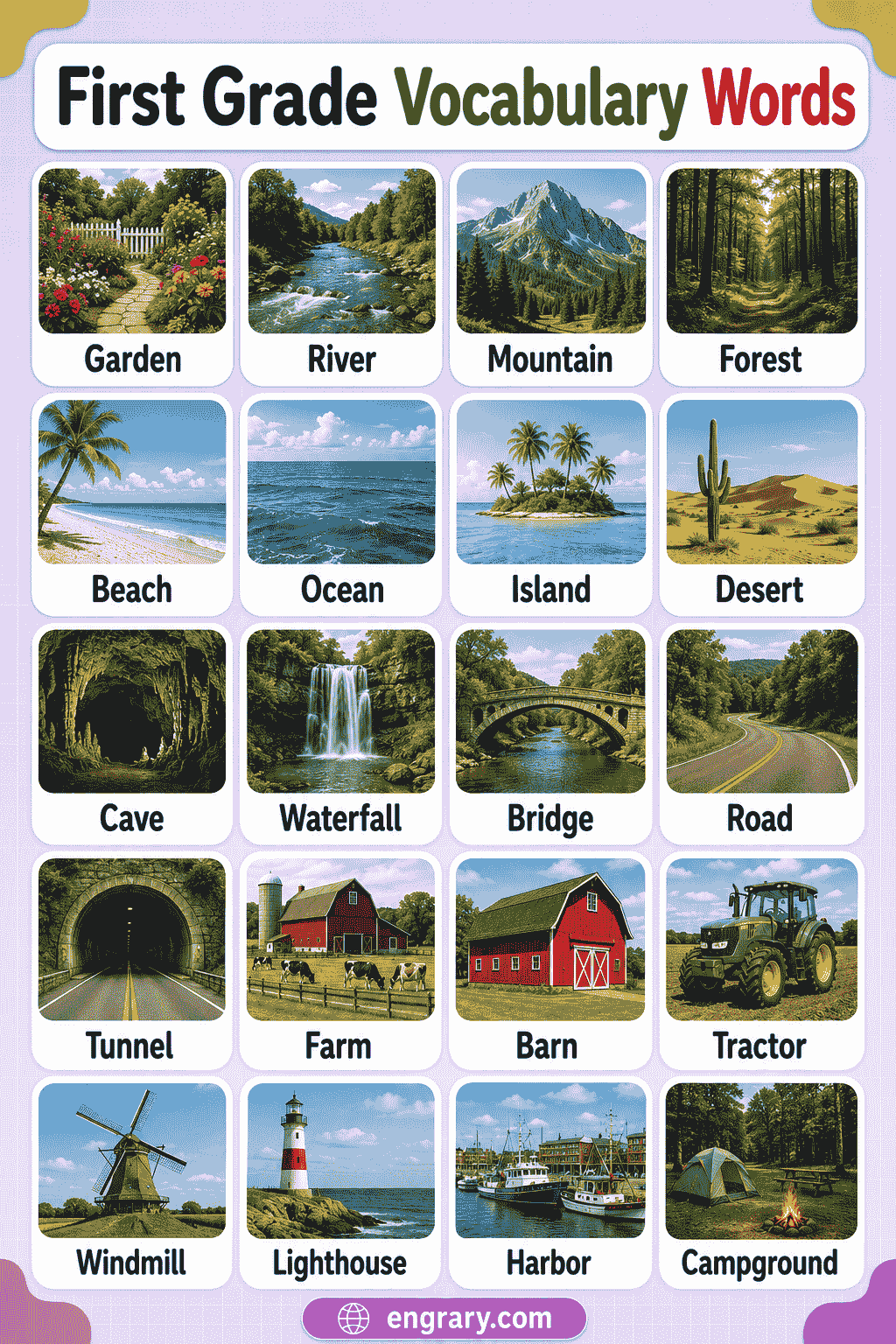First Grade Vocabulary Words with Pictures