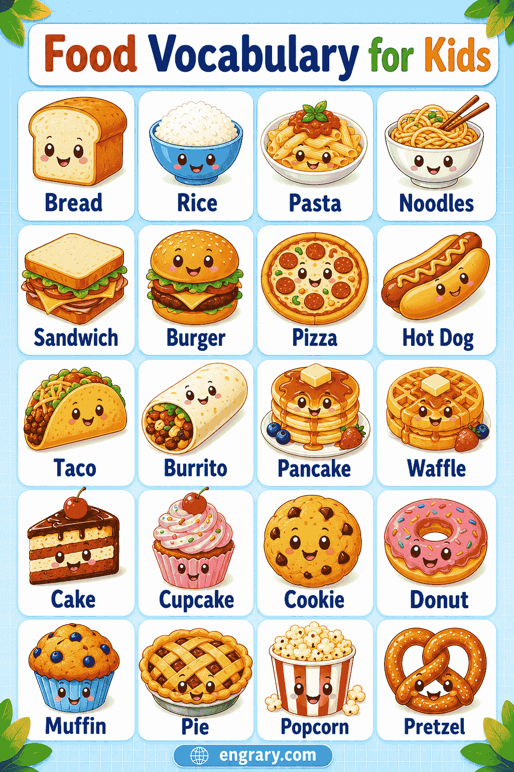 Food Vocabulary List for Preschool and Kindergarten