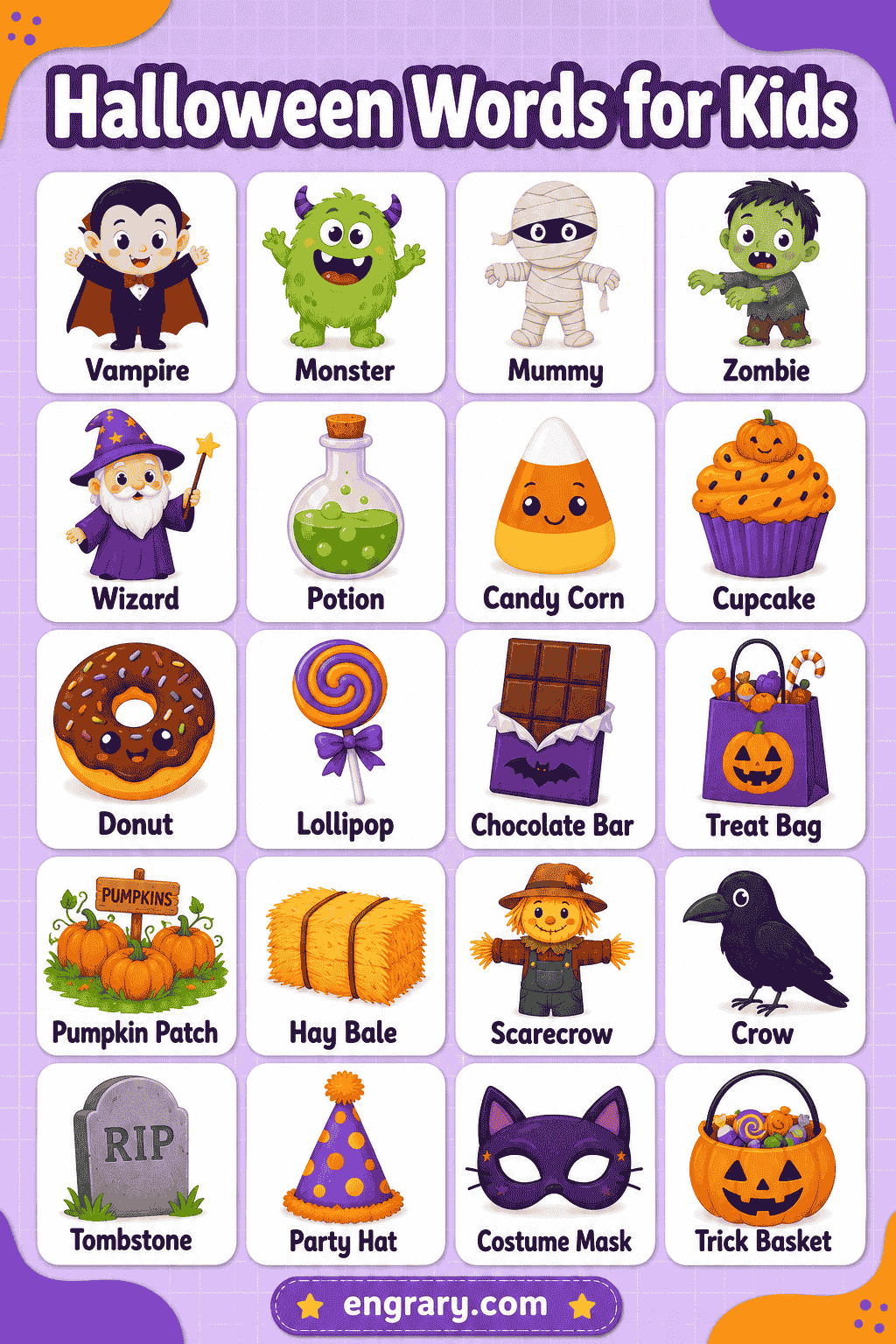 Halloween Vocabulary Words for Kids with Examples