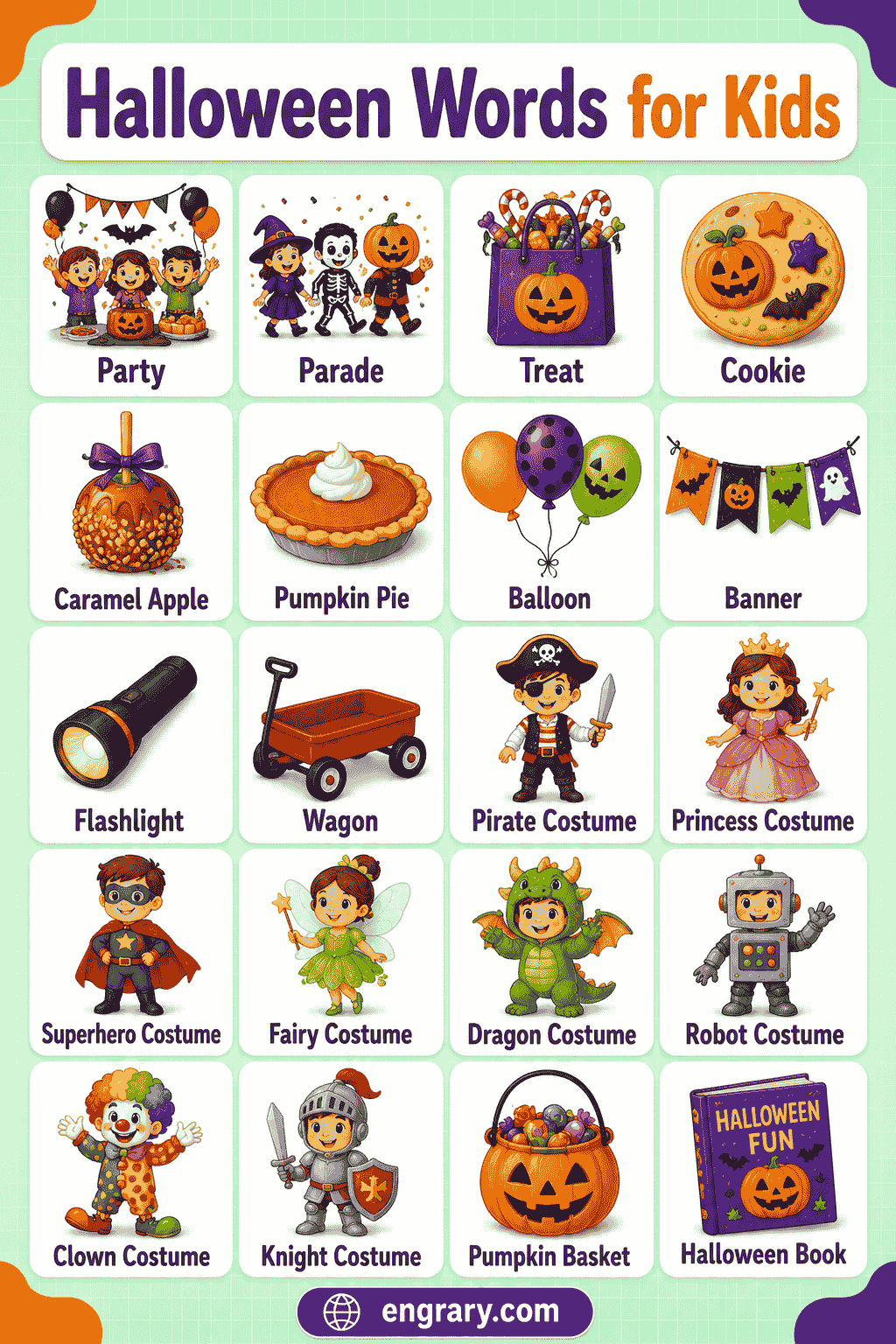 Halloween Words for Kids A to Z with Meanings