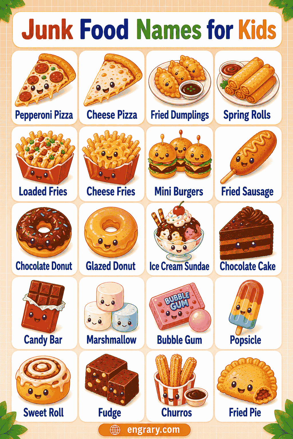 Junk Food Names for Kids with Meanings