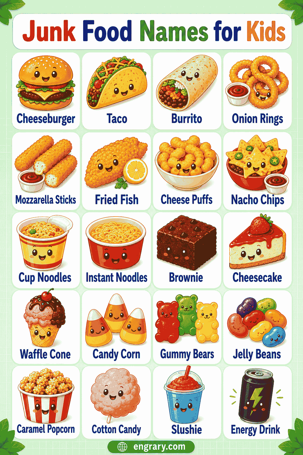 Junk Food Vocabulary for Kids