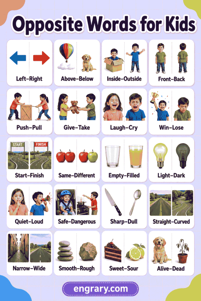 Opposite Words for Kids with Examples