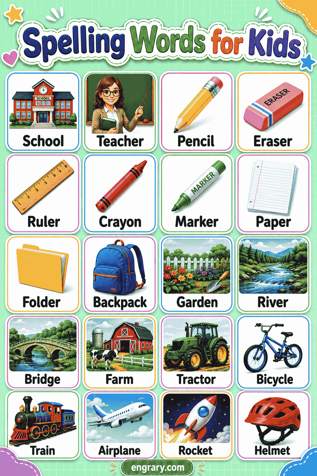 Spelling Words List for Kids in English