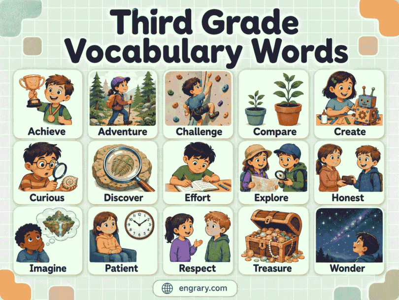 120 Third Grade Vocabulary Words with Meanings and Examples