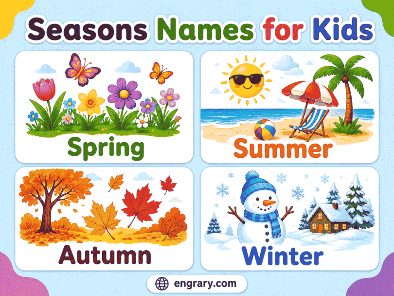4 Seasons for Kids Names, Weather & Activities with Pictures