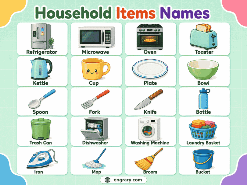 50 Household Item Names in English (With Meanings & Pictures)