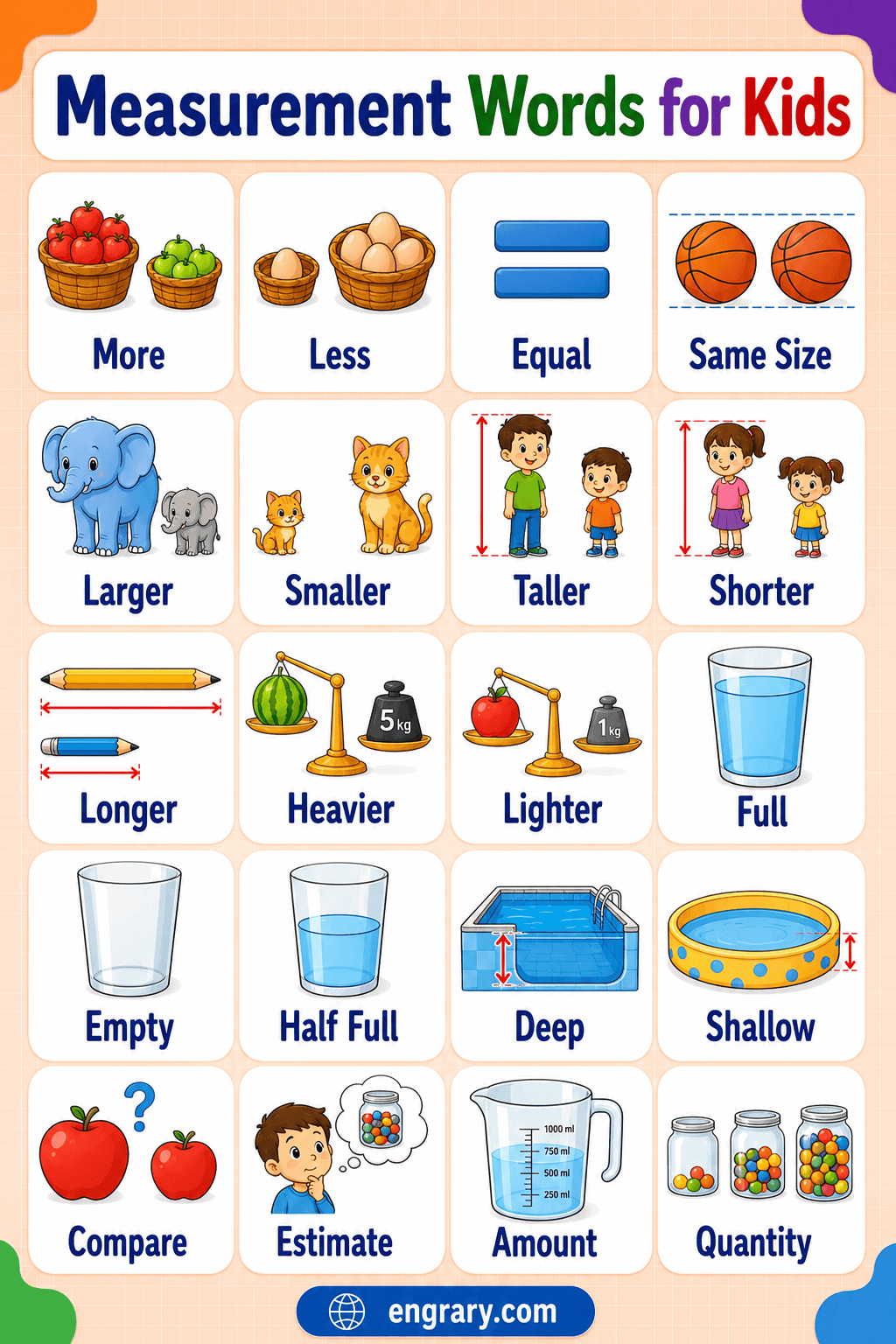 Basic Measurement Words for Children and Beginners