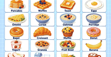 Breakfast Food Names for Kids List of 80+ Items with Pictures
