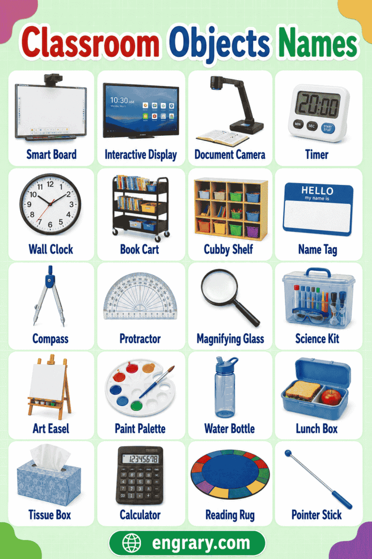 Classroom Objects Names for Kids: Easy Lists with Pictures - Engrary
