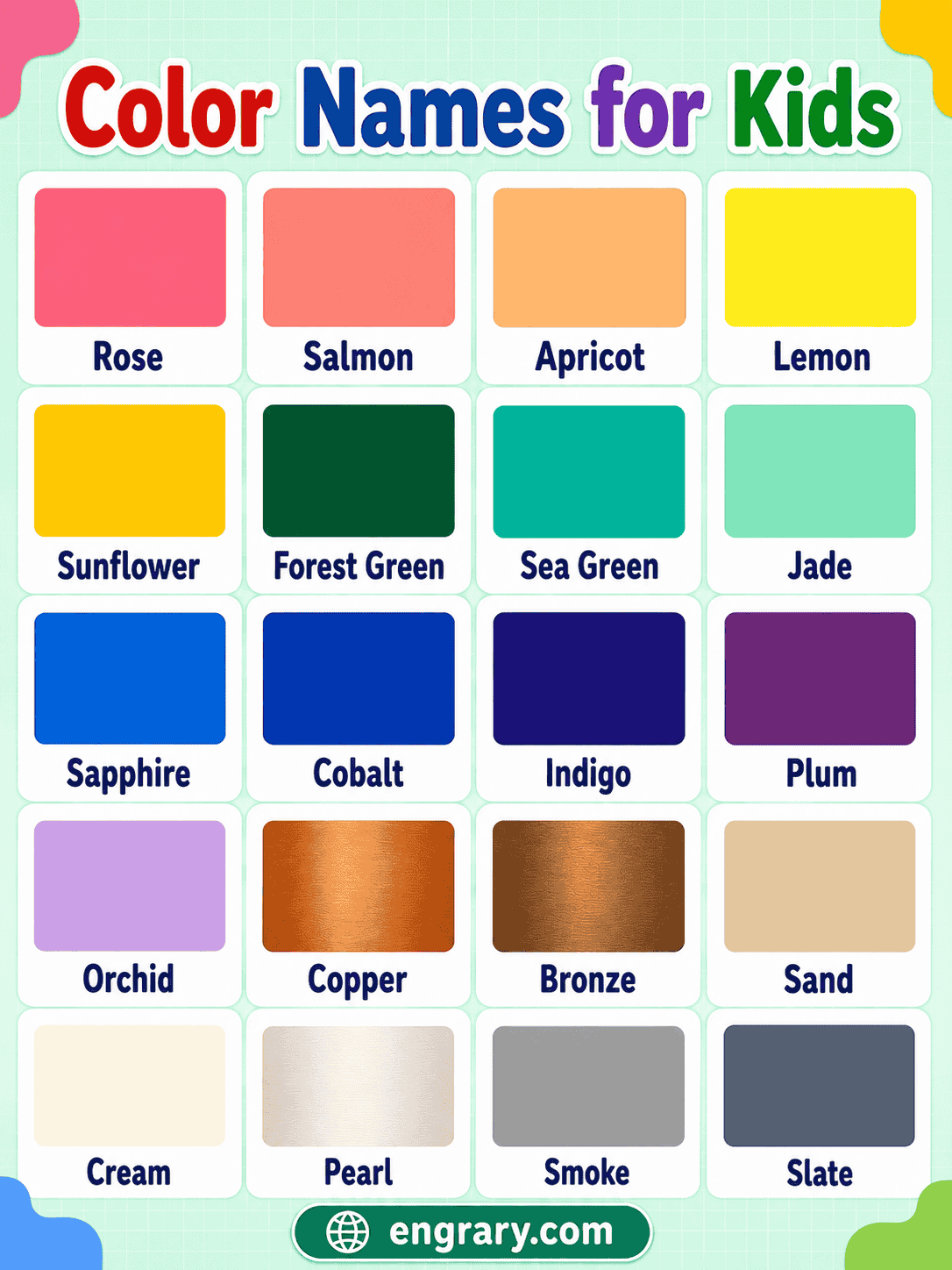Colours Name for Kids with Pictures