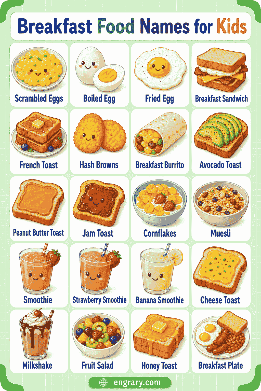 Common Breakfast Food Names with Pictures
