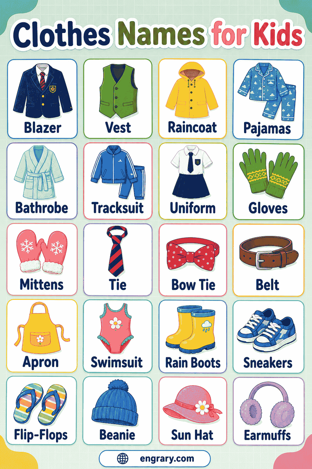 Common Clothes Names for Kids with Pictures