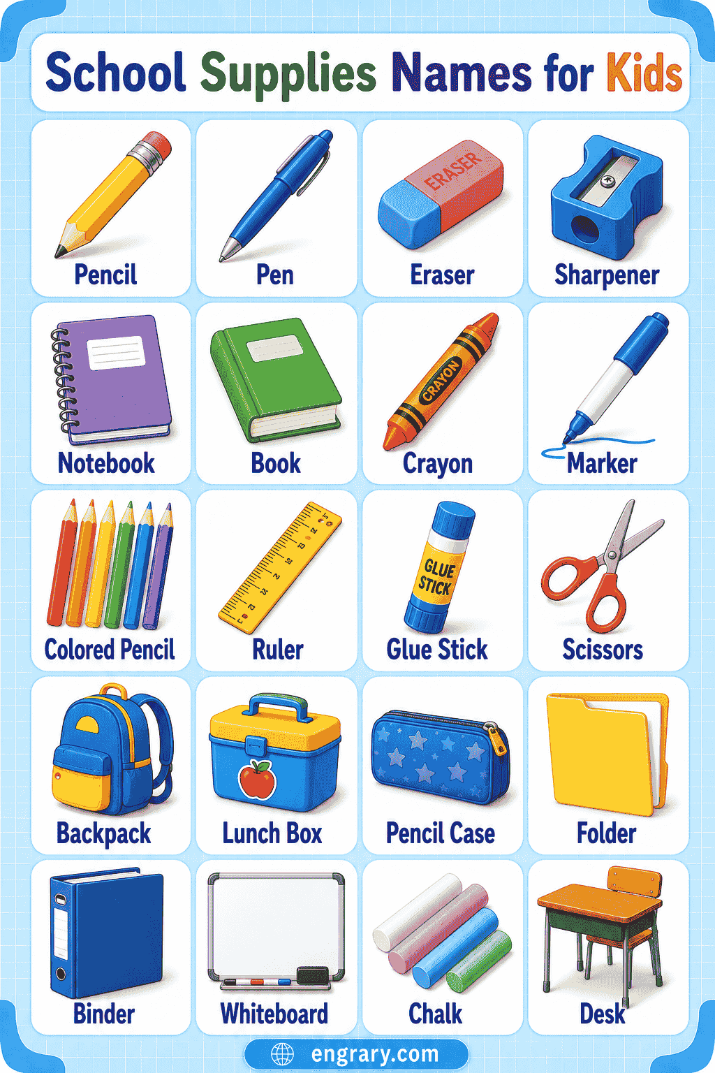 Common School Items & Stationery Names: List with Examples