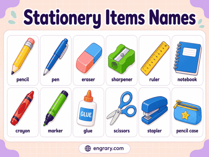 Common Stationery Items Names: Easy List with Pictures
