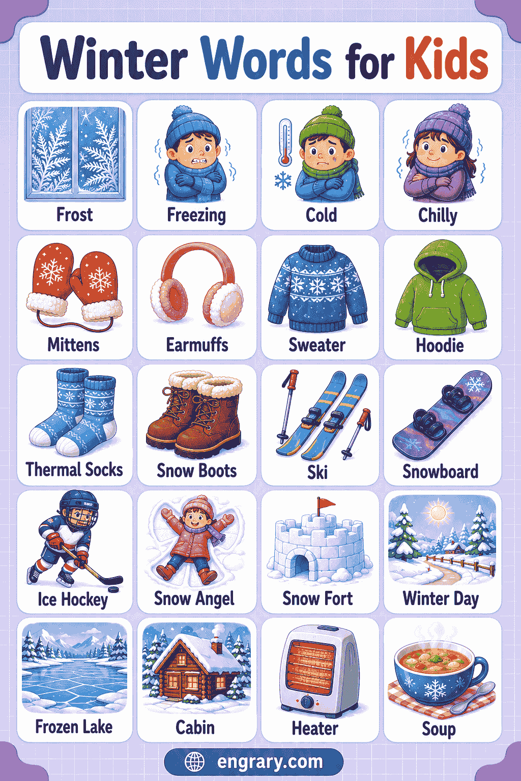 Common Winter Words for Kids with Pictures and Practice